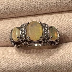 Elegant Silver Opal Ring